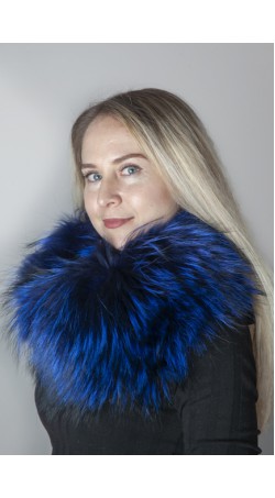 Electric blue Finnraccoon  fur neck warmer